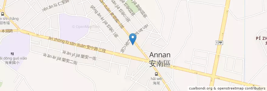 Mapa de ubicacion de 臺灣土地銀行 en تايوان, تاينان, 安南區.