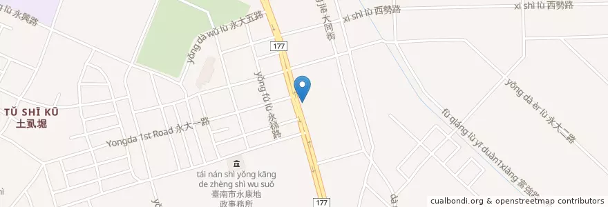 Mapa de ubicacion de 臺灣土地銀行 en Taiwan, Tainan, Yongkang.