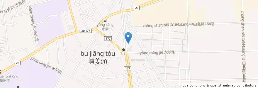 Mapa de ubicacion de 臺灣中小企業銀行 en Taiwan, Tainan, Yongkang.