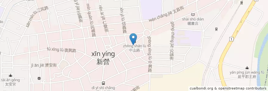Mapa de ubicacion de 日盛國際商業銀行 en Taiwan, Tainan, Xinying.