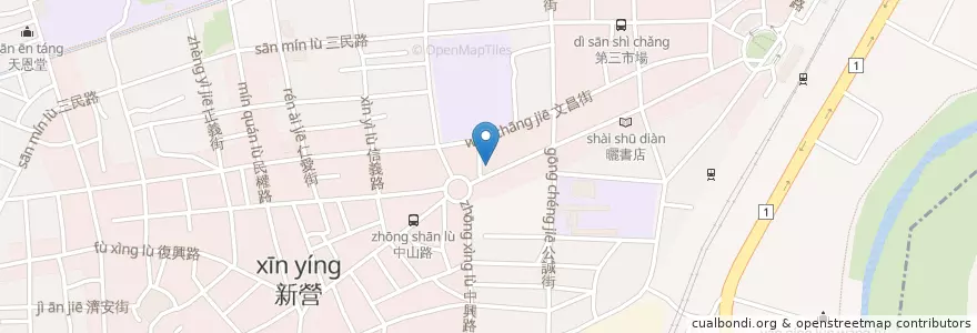 Mapa de ubicacion de 臺灣新光商業銀行 en 臺灣, 臺南市, 新營區.