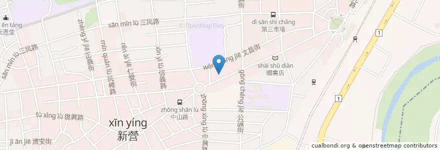 Mapa de ubicacion de 國泰世華商業銀行 en Taiwán, 臺南市, 新營區.
