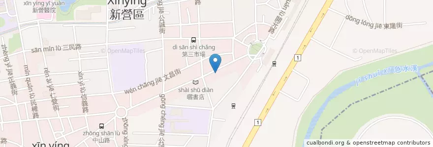 Mapa de ubicacion de 臺灣土地銀行 en 台湾, 台南市, 新営区.