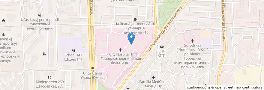 Mapa de ubicacion de Травмпункт en Rússia, Уральский Федеральный Округ, Oblast De Cheliabinsk, Челябинский Городской Округ.
