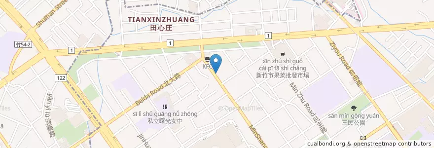 Mapa de ubicacion de 元大商業銀行 en 타이완, 타이완성, 신주시, 둥구.