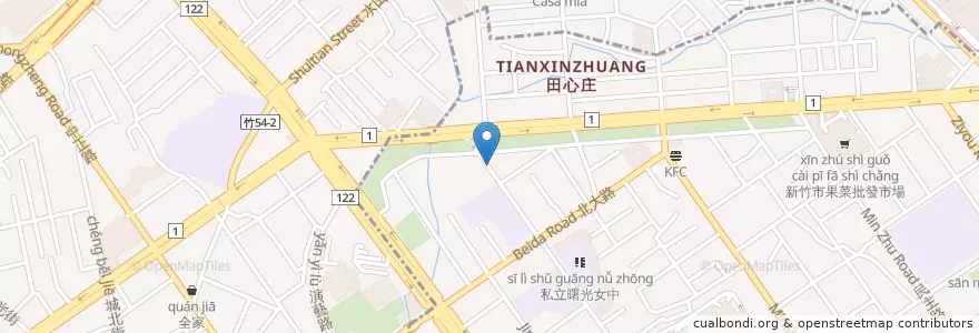 Mapa de ubicacion de 臺灣銀行 en 타이완, 타이완성, 신주시, 둥구.