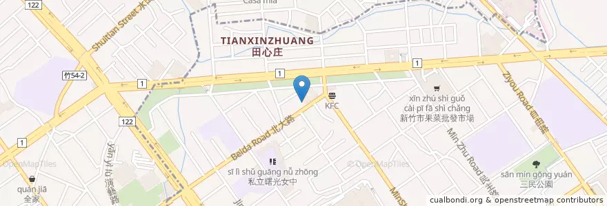 Mapa de ubicacion de 臺灣土地銀行 en Taiwán, Provincia De Taiwán, Hsinchu, 東區.