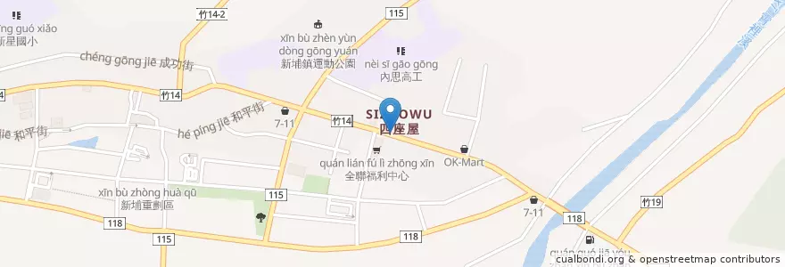 Mapa de ubicacion de 上海商業儲蓄銀行 en Tayvan, 臺灣省, 新竹縣, 新埔鎮.