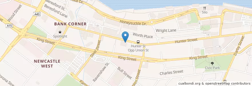 Mapa de ubicacion de The Happy Wombat en Australië, Nieuw-Zuid-Wales, Newcastle City Council, Newcastle-Maitland.