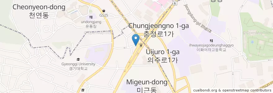 Mapa de ubicacion de 롯데리아 en Zuid-Korea, Seoel, 서대문구, 충현동.