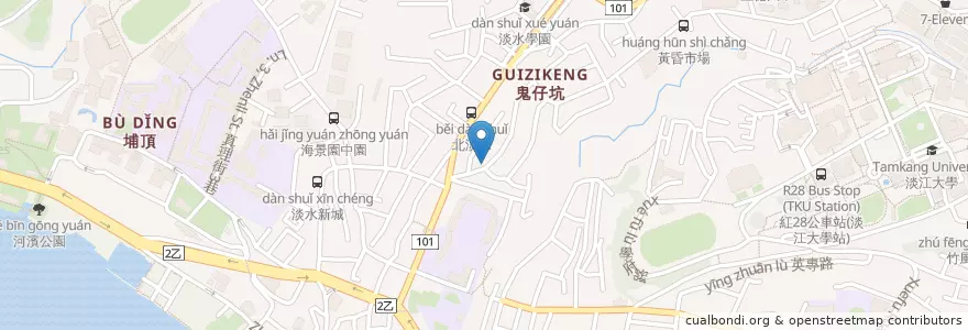 Mapa de ubicacion de 魯班巧聖仙師宮 en Тайвань, Новый Тайбэй, 淡水區.
