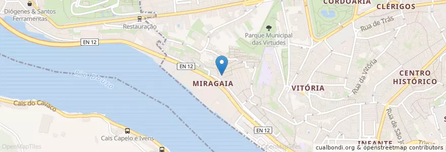 Mapa de ubicacion de Taberna do Barqueiro en البرتغال, المنطقة الشمالية (البرتغال), Área Metropolitana Do Porto, بورتو, بورتو, Cedofeita, Santo Ildefonso, Sé, Miragaia, São Nicolau E Vitória.
