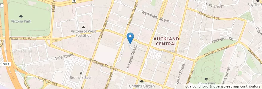 Mapa de ubicacion de The Sugar Club en 뉴질랜드, Auckland, Waitematā.