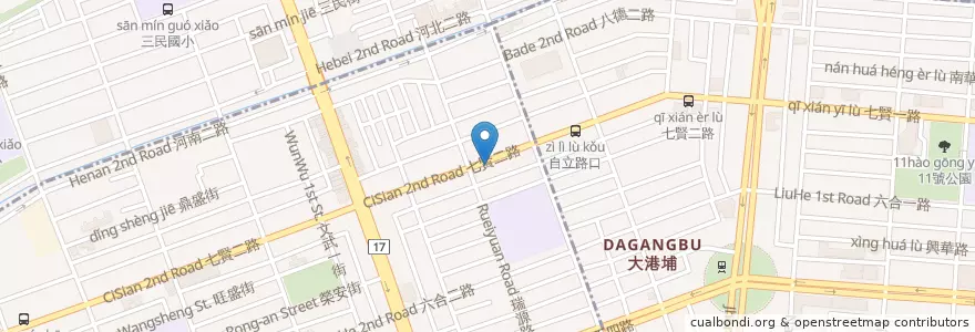 Mapa de ubicacion de 安泰商業銀行 en Taiwan, Kaohsiung, Sanmin, Qianjin.