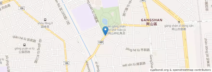 Mapa de ubicacion de 玉山商業銀行 en Tayvan, Kaohsiung, 岡山區.