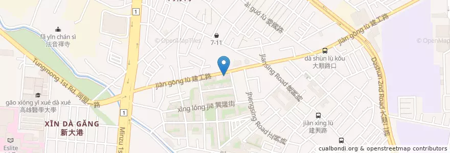 Mapa de ubicacion de 臺灣土地銀行 en 타이완, 가오슝시, 싼민구.
