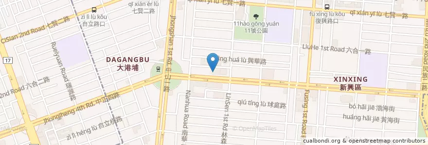Mapa de ubicacion de 臺灣土地銀行 en 타이완, 가오슝시, 신싱구.
