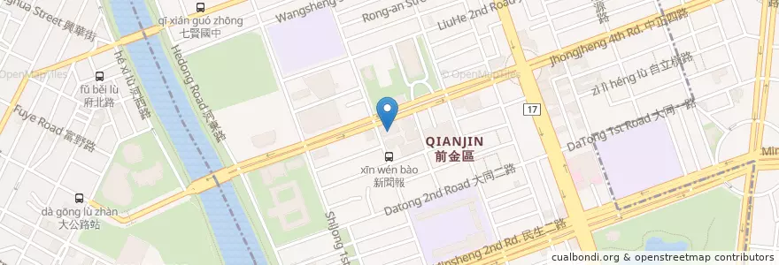 Mapa de ubicacion de Mega Bank en Taiwan, Kaohsiung, Qianjin District.
