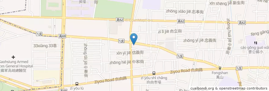 Mapa de ubicacion de 國泰世華商業銀行 en تایوان, کائوهسیونگ, 鳳山區.