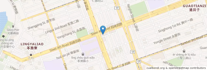 Mapa de ubicacion de 國泰世華商業銀行 en تايوان, كاوهسيونغ, 苓雅區.
