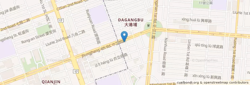 Mapa de ubicacion de 板信商業銀行 en Taiwán, Kaohsiung, 新興區.