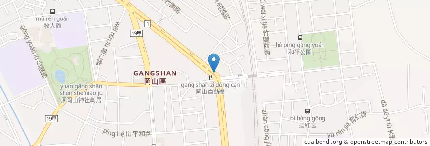Mapa de ubicacion de 兆豐國際商業銀行 en تايوان, كاوهسيونغ, 岡山區.