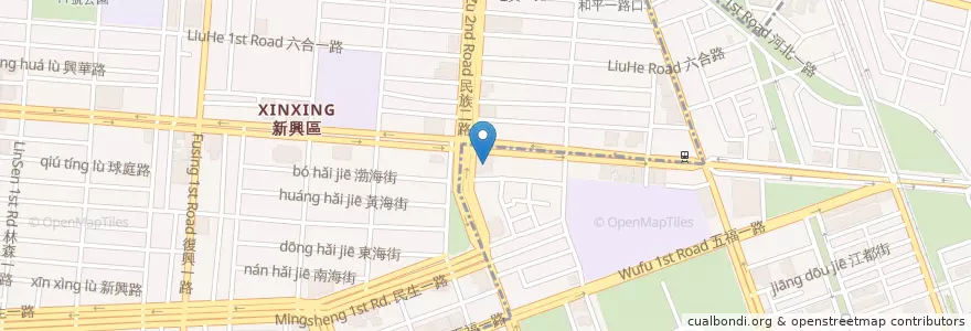 Mapa de ubicacion de 渣打國際商業銀行 en Tayvan, Kaohsiung, 新興區, 苓雅區.