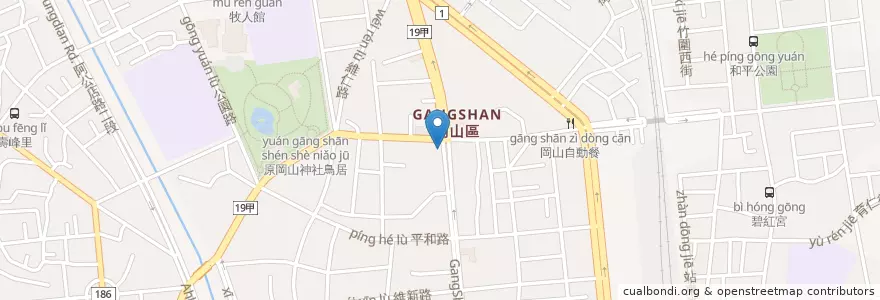 Mapa de ubicacion de 臺灣新光商業銀行 en Taiwan, Kaohsiung, Gangshan.