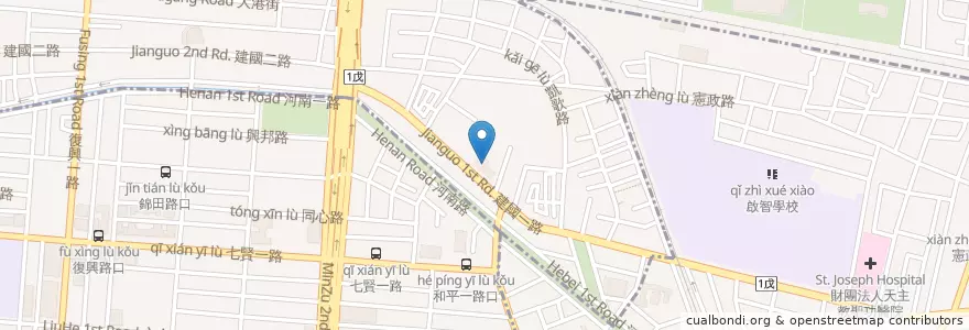 Mapa de ubicacion de 臺灣土地銀行 en Taiwan, Kaohsiung, 苓雅區, Sanmin.