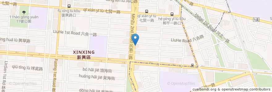 Mapa de ubicacion de 花旗(台灣)商業銀行 en 台湾, 高雄市, 新興区, 苓雅区.