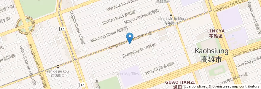 Mapa de ubicacion de 國泰世華商業銀行 en تايوان, كاوهسيونغ, 苓雅區.
