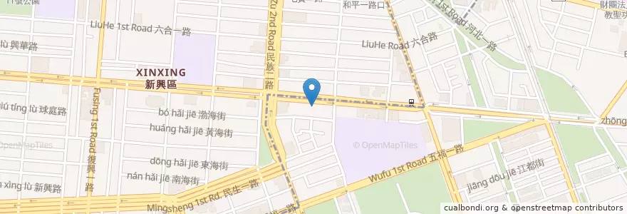 Mapa de ubicacion de 第一商業銀行 en تايوان, كاوهسيونغ, 新興區, 苓雅區.