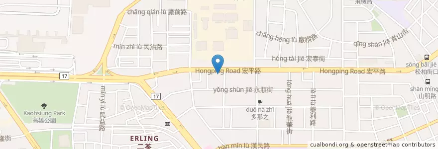 Mapa de ubicacion de 陽信商業銀行 en 타이완, 가오슝시, 샤오강구.
