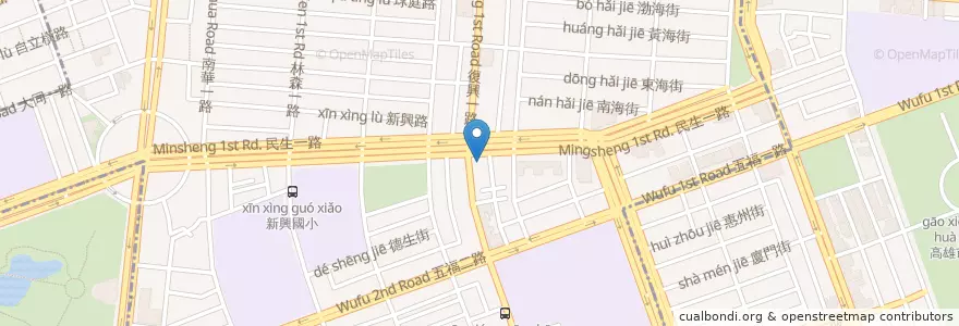 Mapa de ubicacion de 安泰商業銀行 en 臺灣, 高雄市, 新興區, 苓雅區.