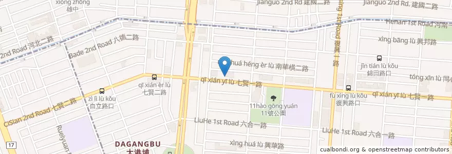 Mapa de ubicacion de 臺灣土地銀行 en 타이완, 가오슝시, 신싱구, 싼민구.