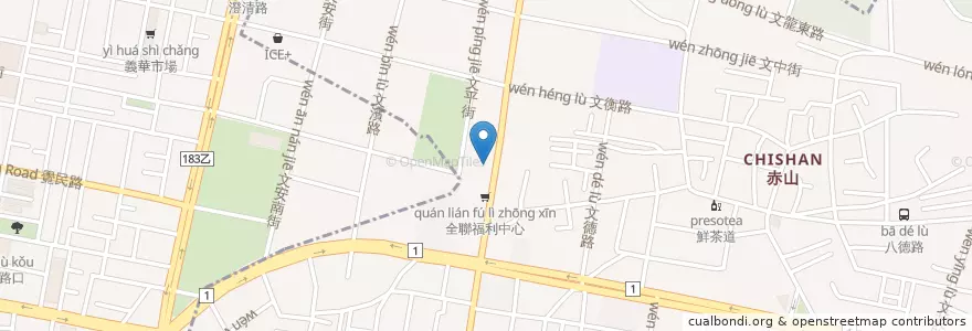 Mapa de ubicacion de 臺灣土地銀行 en 타이완, 가오슝시, 펑산구.