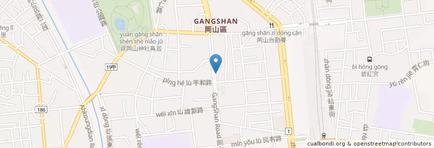 Mapa de ubicacion de 中國信託商業銀行 en 臺灣, 高雄市, 岡山區.
