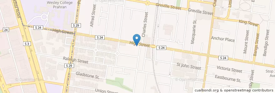 Mapa de ubicacion de Prahran Hotel en أستراليا, ولاية فيكتوريا, City Of Stonnington.