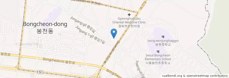 Mapa de ubicacion de 중앙시장 en 대한민국, 서울, 관악구, 중앙동.