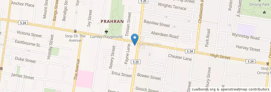 Mapa de ubicacion de Mulqueeny Midnight Pharmacy en オーストラリア, ビクトリア, City Of Stonnington.