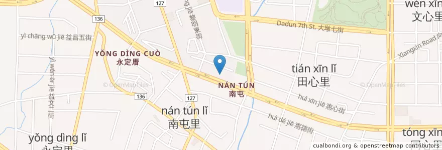 Mapa de ubicacion de 第一商業銀行 en 臺灣, 臺中市, 南屯區.