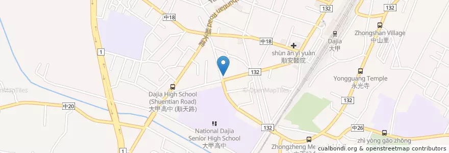 Mapa de ubicacion de 元大商業銀行 en Taiwan, Taichung, 大甲區.