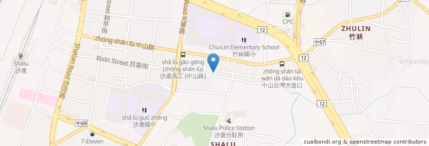Mapa de ubicacion de 臺灣新光商業銀行 en Taiwan, Taichung, 沙鹿區.