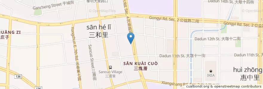 Mapa de ubicacion de 上海商業儲蓄銀行 en 臺灣, 臺中市, 南屯區.