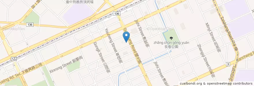 Mapa de ubicacion de 國泰世華商業銀行 en 臺灣, 臺中市, 南區.