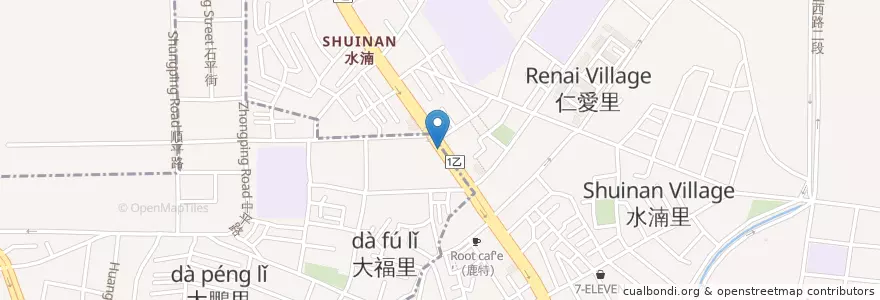 Mapa de ubicacion de 國泰世華商業銀行 en تايوان, تاي شانغ, 北屯區.