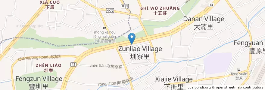 Mapa de ubicacion de 國泰世華商業銀行 en Taiwán, Taichung, 豐原區.
