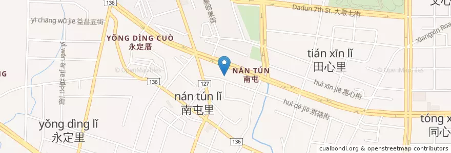Mapa de ubicacion de 玉山商業銀行 en 臺灣, 臺中市, 南屯區.