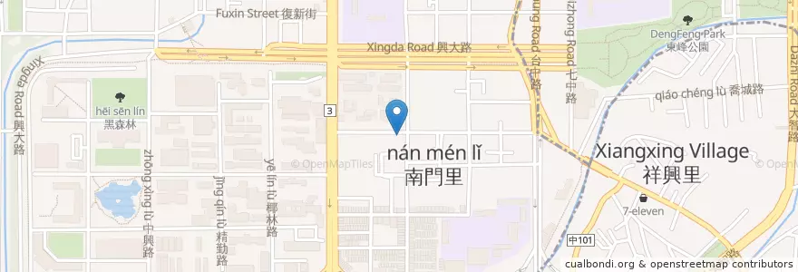Mapa de ubicacion de 三信商業銀行 en 臺灣, 臺中市, 南區.
