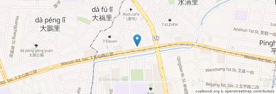 Mapa de ubicacion de 玉山商業銀行 en 臺灣, 臺中市, 北屯區.